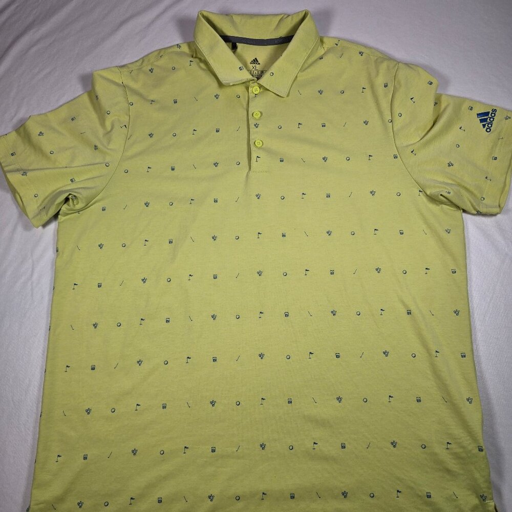 Adidas Primegreen XL Polo Shirt – Light Green Geometric Pattern